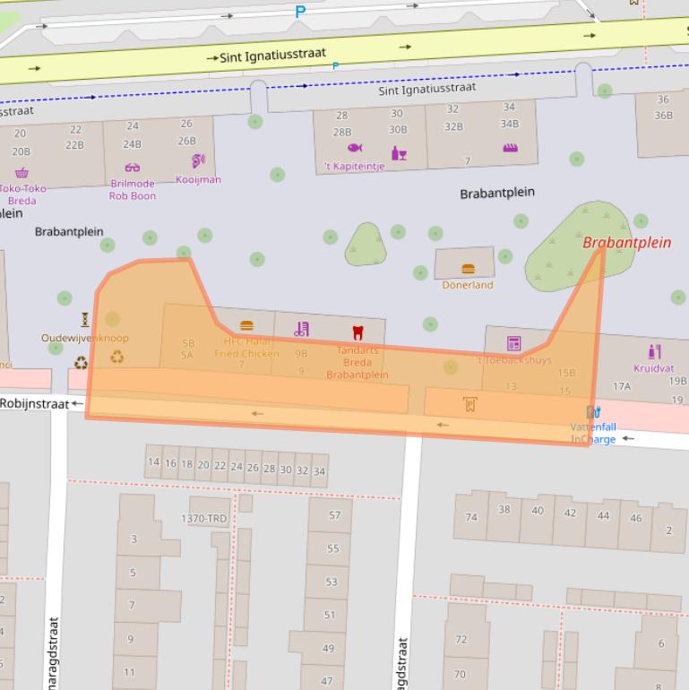 Kaart van postcodegebied 4817JD.