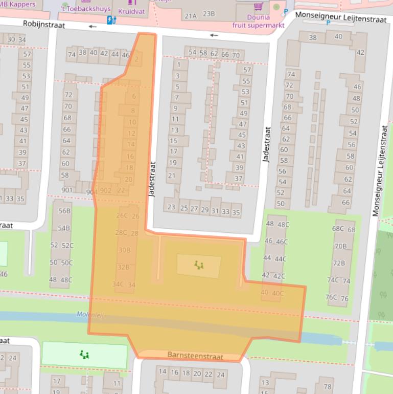 Kaart van postcodegebied 4817JJ.