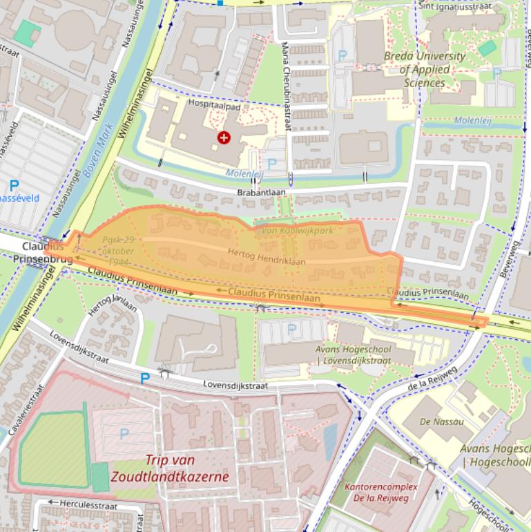 Kaart van postcodegebied 4817JV.