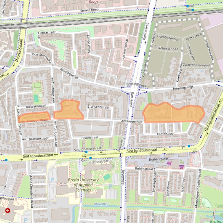 Kaart van postcodegebied 4817LA.