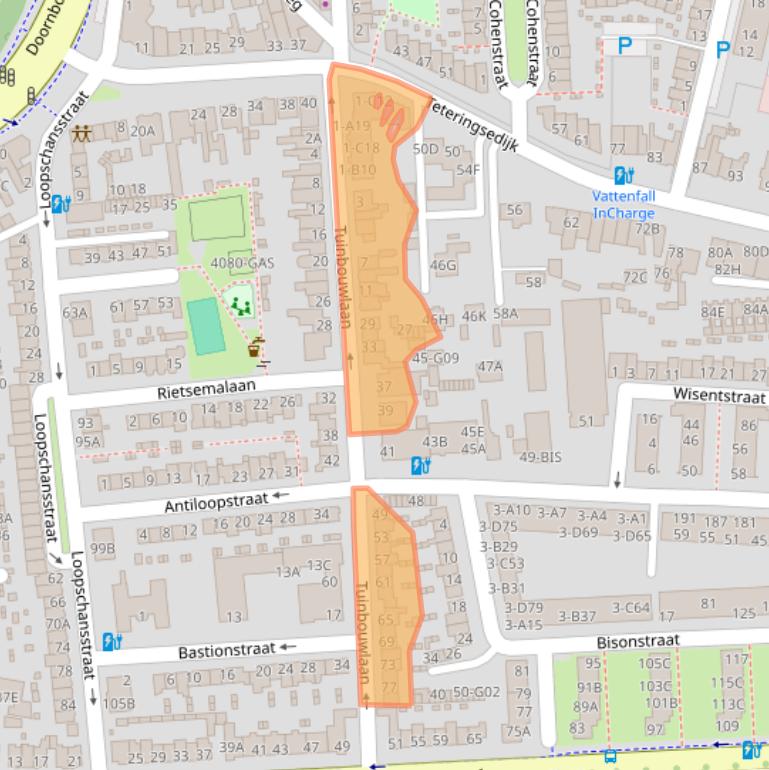 Kaart van postcodegebied 4817LE.