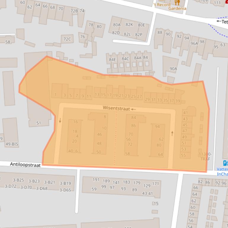 Kaart van postcodegebied 4817LZ.