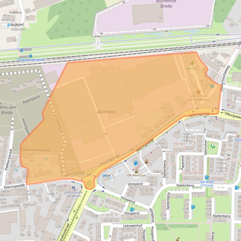 Kaart van postcodegebied 4817ME.