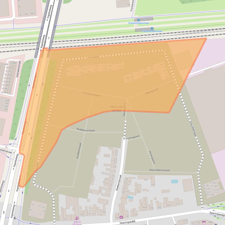 Kaart van postcodegebied 4817XZ.
