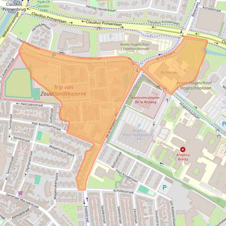 Kaart van postcodegebied 4818BA.