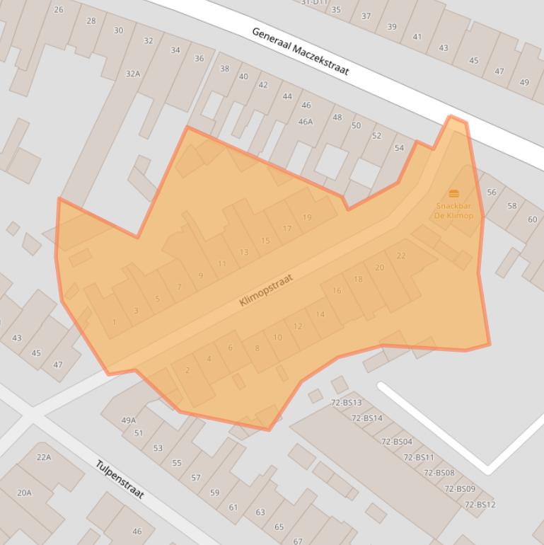 Kaart van postcodegebied 4818BZ.