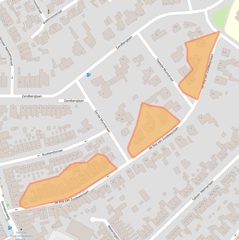 Kaart van postcodegebied 4818GA.