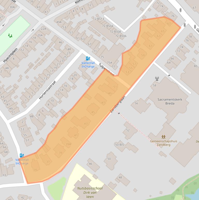 Kaart van postcodegebied 4818GJ.