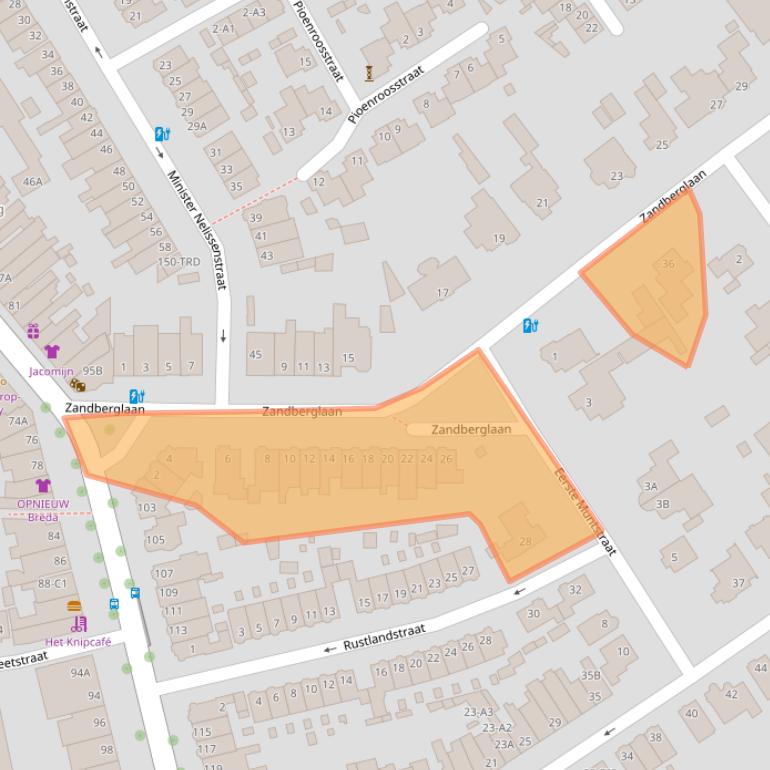 Kaart van postcodegebied 4818GK.