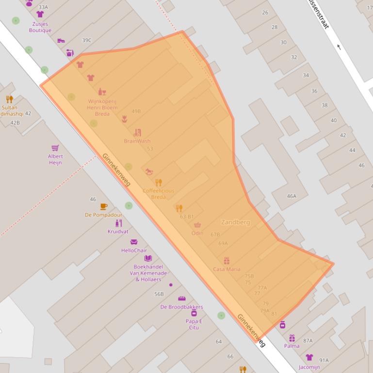 Kaart van postcodegebied 4818JB.