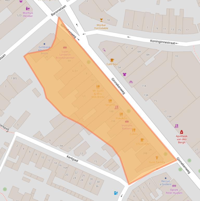 Kaart van postcodegebied 4818JE.