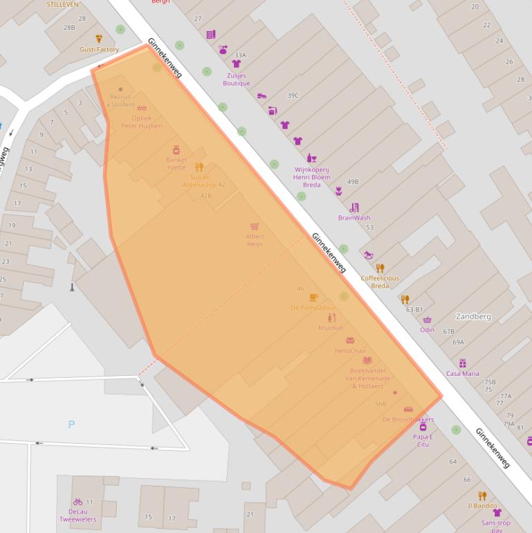 Kaart van postcodegebied 4818JG.
