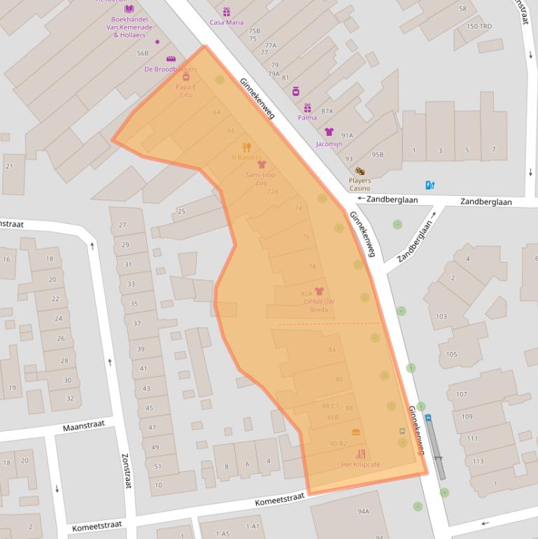 Kaart van postcodegebied 4818JH.