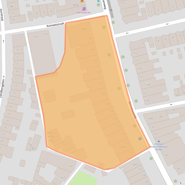 Kaart van postcodegebied 4818JJ.