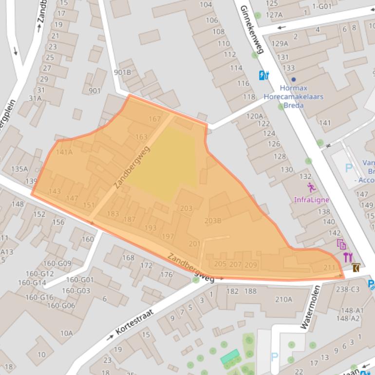 Kaart van postcodegebied 4818LL.