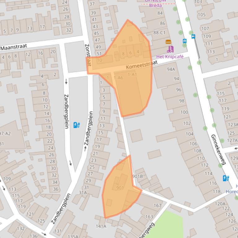 Kaart van postcodegebied 4818NK.