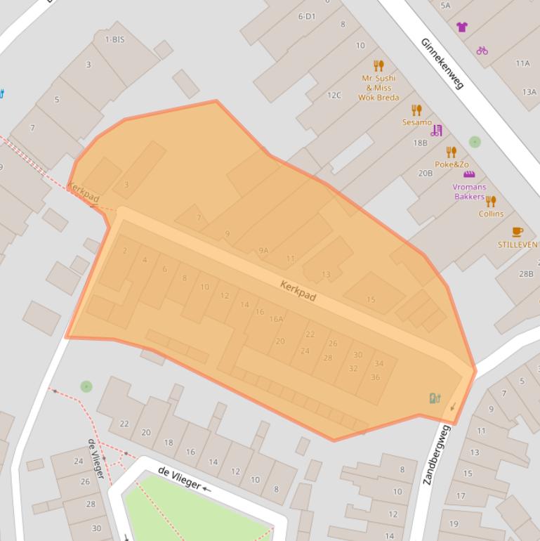 Kaart van postcodegebied 4818PK.