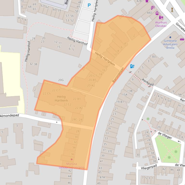 Kaart van postcodegebied 4818RA.