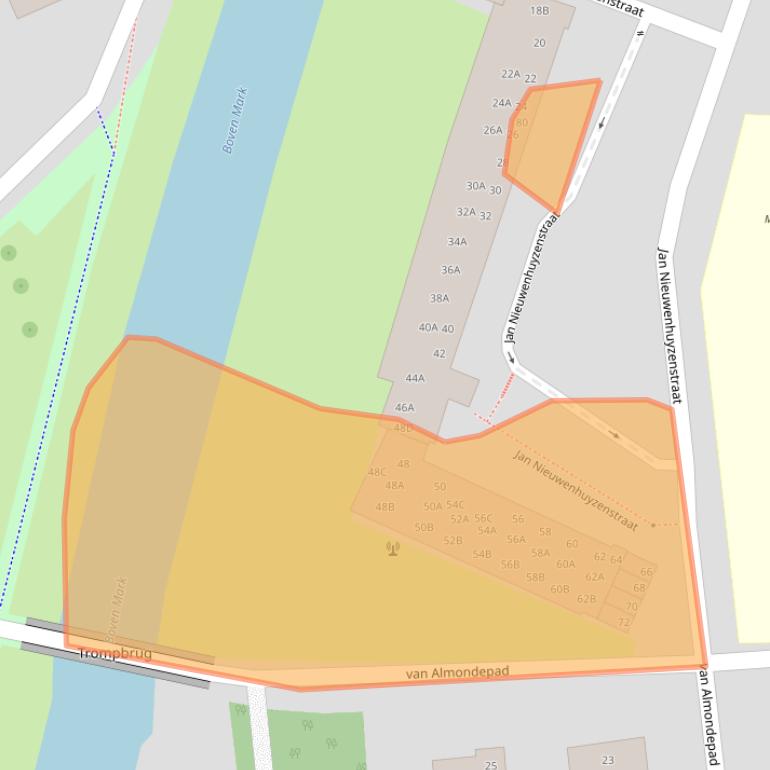 Kaart van postcodegebied 4818RK.