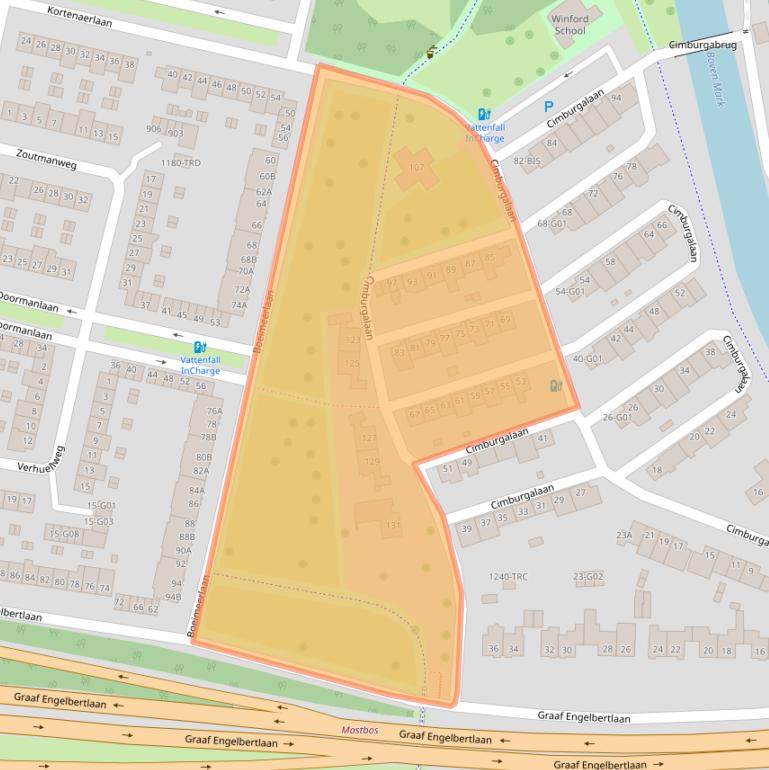 Kaart van postcodegebied 4819BB.