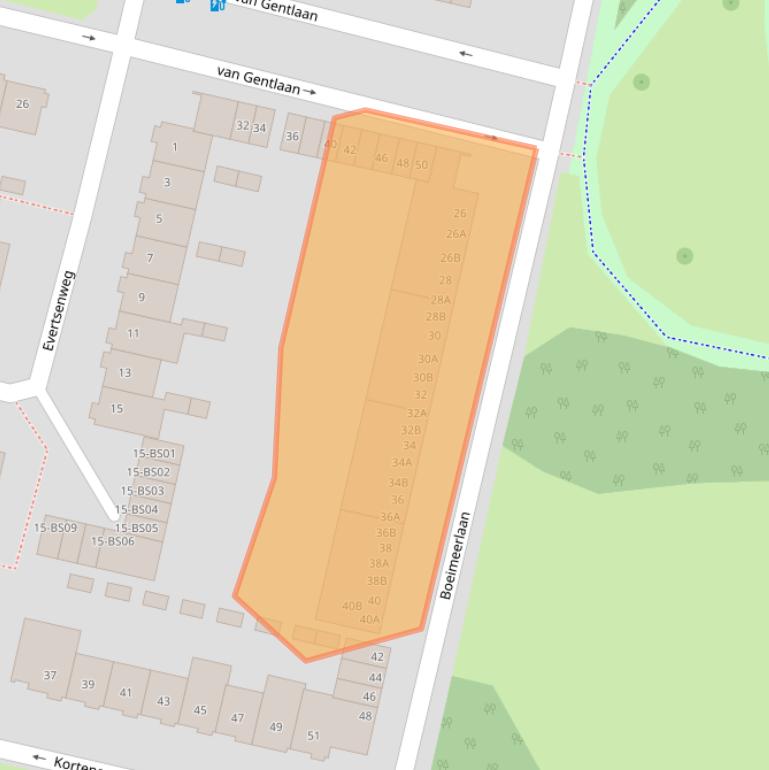 Kaart van postcodegebied 4819BG.