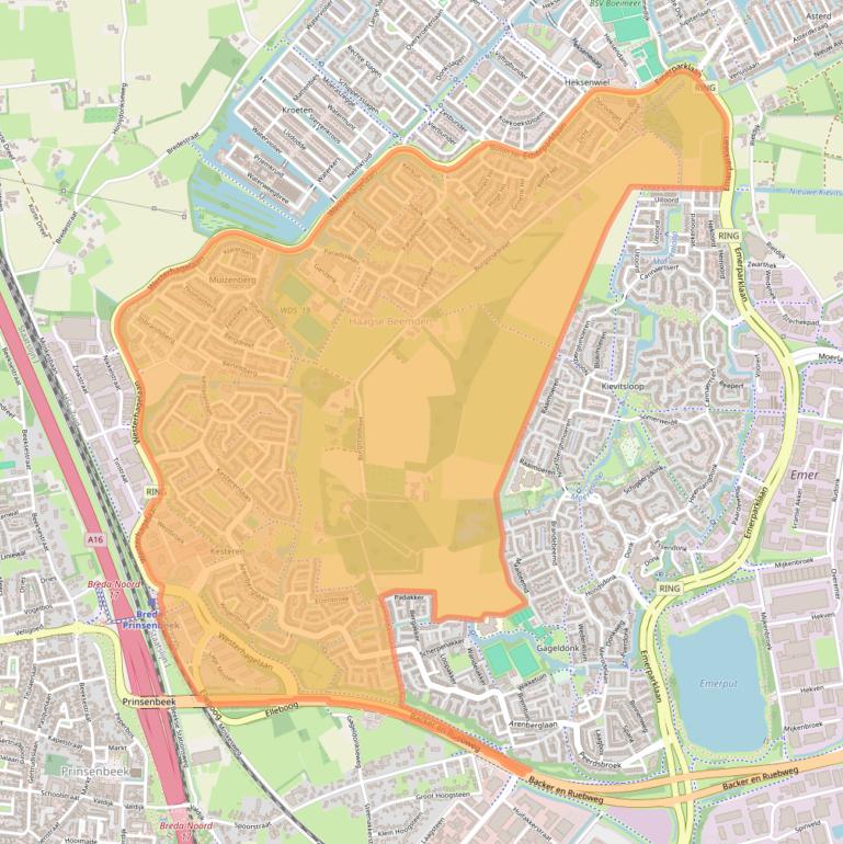 Kaart van postcodegebied 4822.