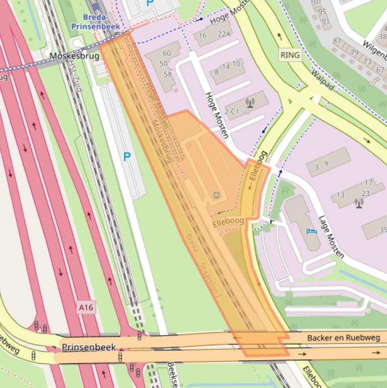 Kaart van postcodegebied 4822NA.