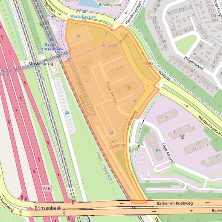 Kaart van postcodegebied 4822NH.