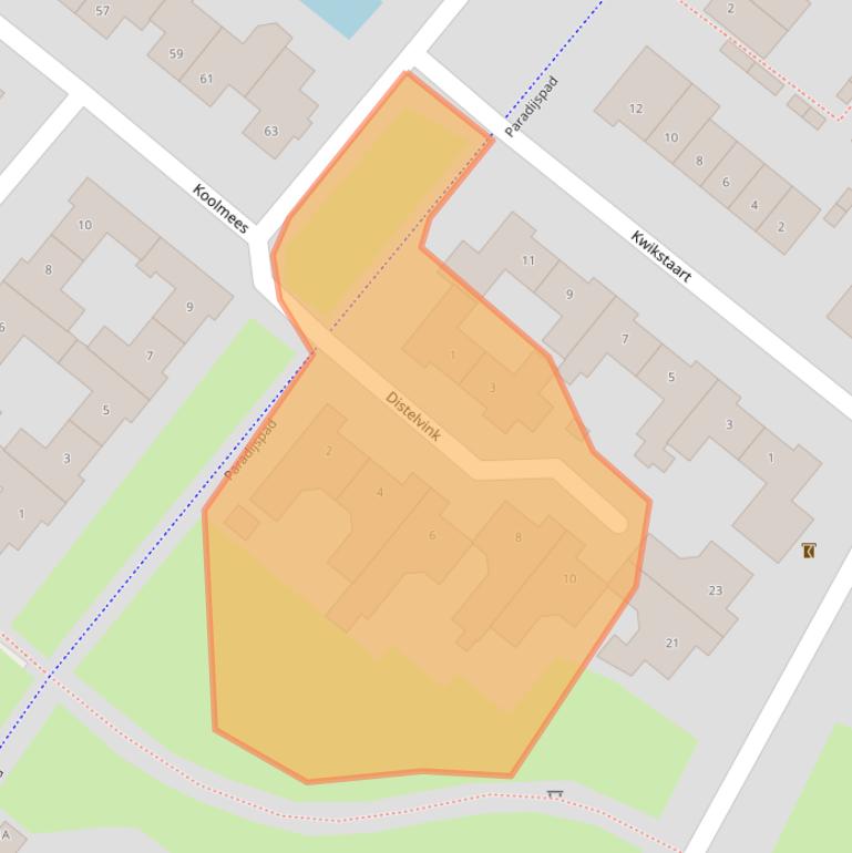 Kaart van postcodegebied 4822PT.