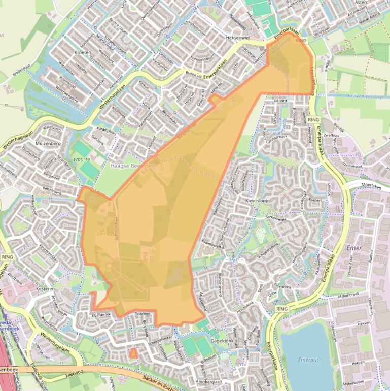 Kaart van postcodegebied 4822ZA.