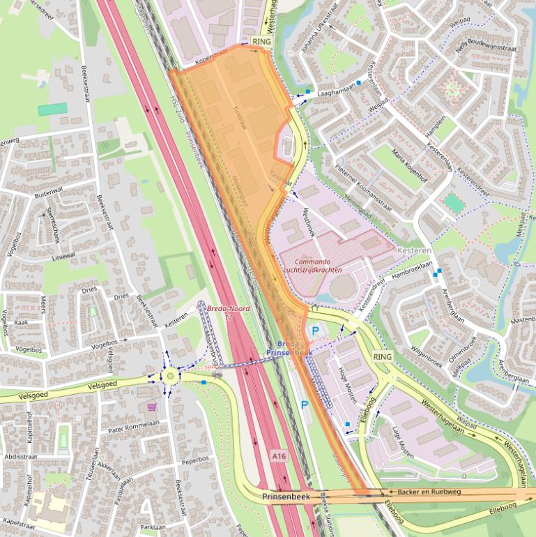 Kaart van postcodegebied 4823AA.