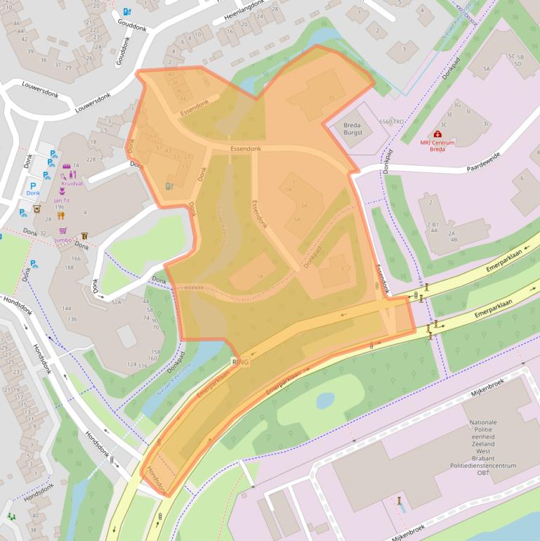 Kaart van postcodegebied 4824DA.