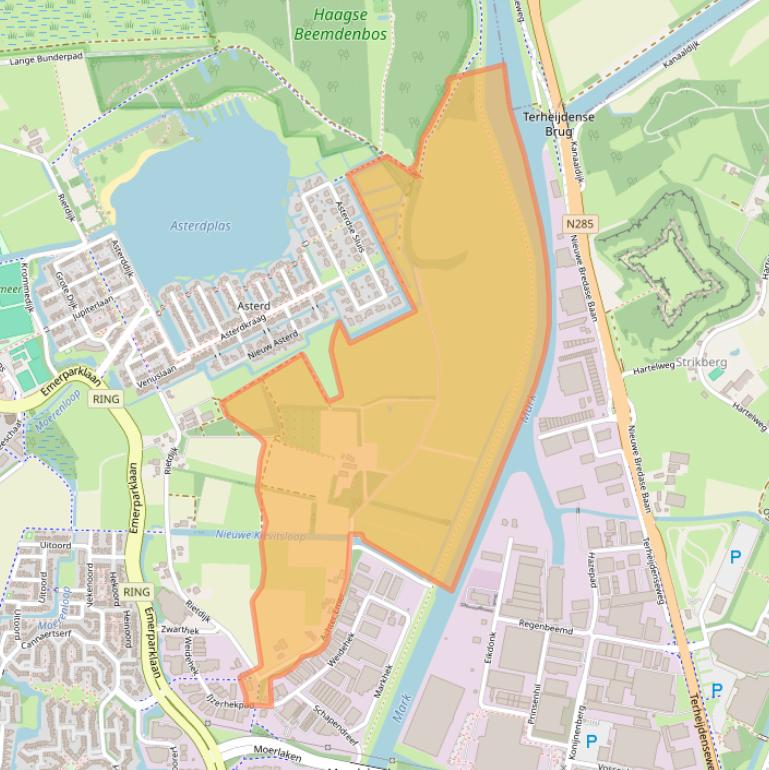 Kaart van postcodegebied 4824ZA.