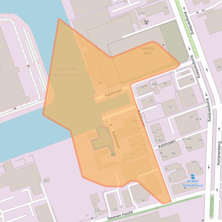 Kaart van postcodegebied 4825AL.