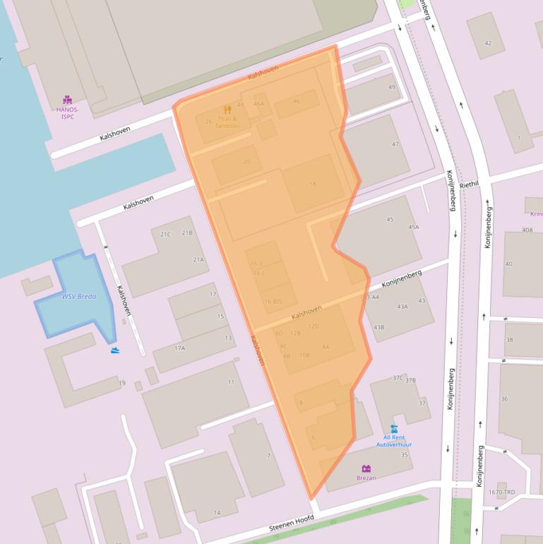 Kaart van postcodegebied 4825AM.