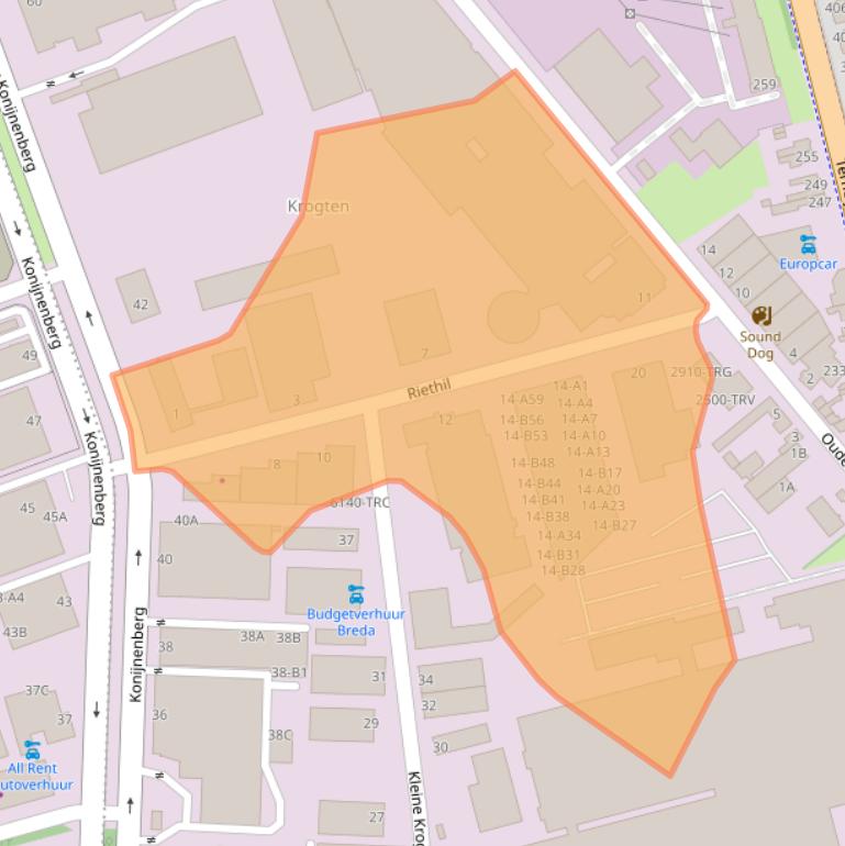 Kaart van postcodegebied 4825AP.