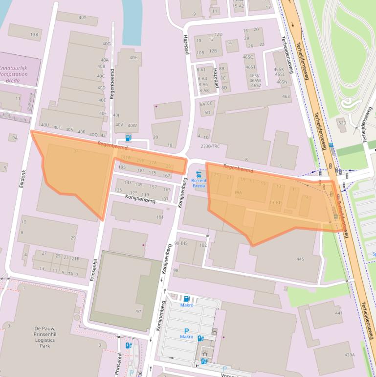 Kaart van postcodegebied 4825AS.