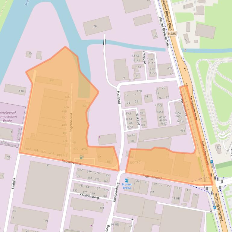 Kaart van postcodegebied 4825AT.