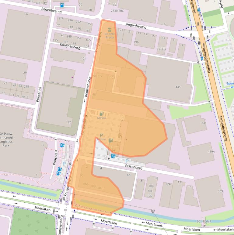 Kaart van postcodegebied 4825BE.