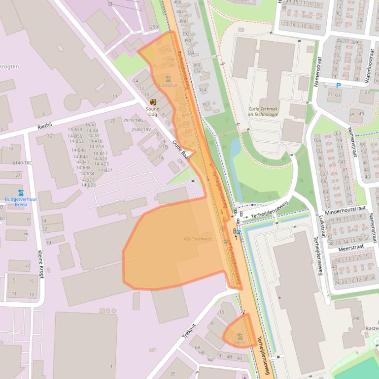 Kaart van postcodegebied 4825BJ.