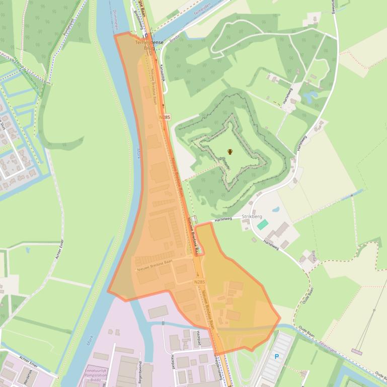 Kaart van postcodegebied 4825BP.