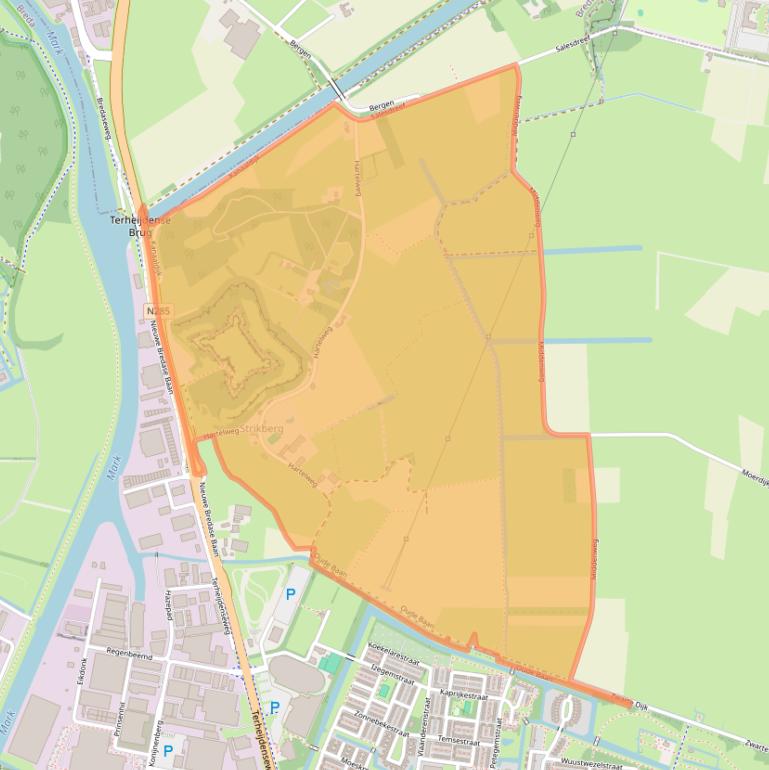 Kaart van postcodegebied 4825BZ.