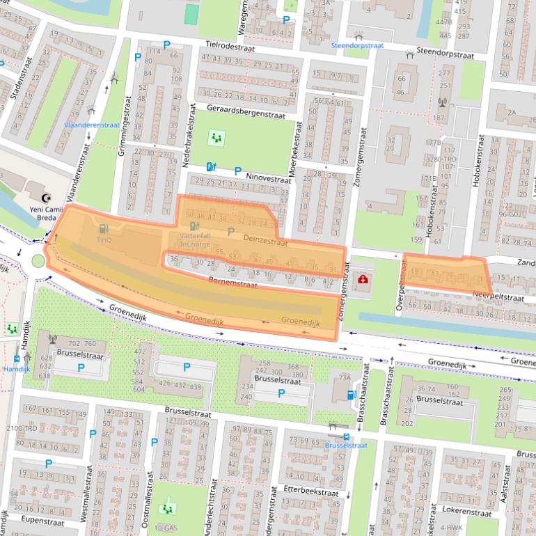 Kaart van postcodegebied 4826CX.