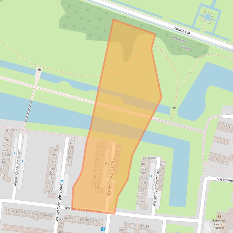 Kaart van postcodegebied 4827BE.