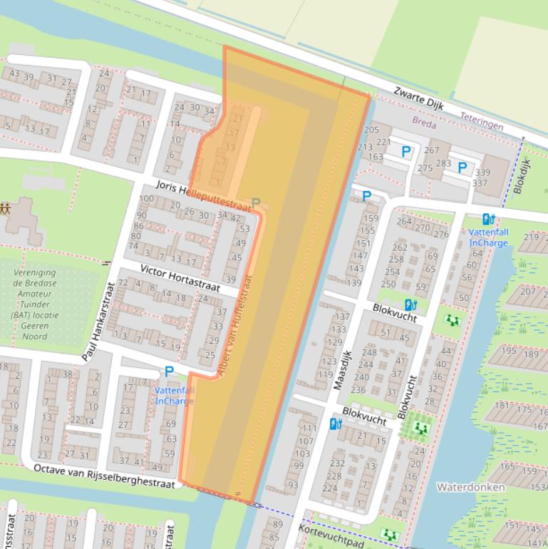 Kaart van postcodegebied 4827CD.