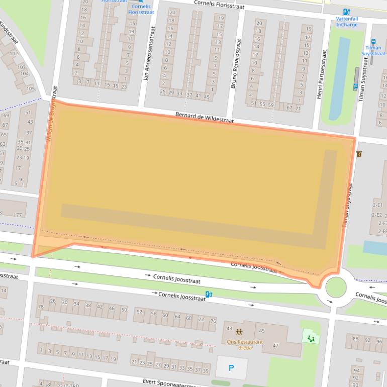 Kaart van postcodegebied 4827EB.