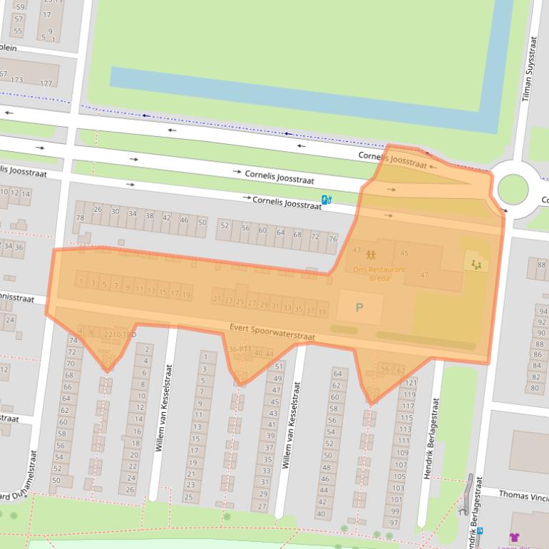 Kaart van postcodegebied 4827LL.