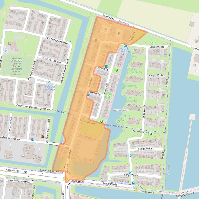 Kaart van postcodegebied 4827MA.