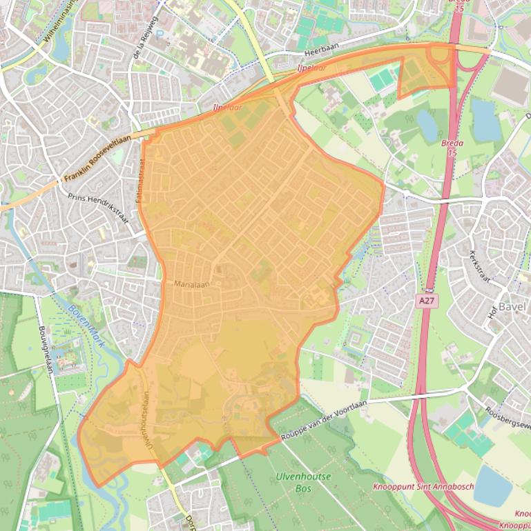 Kaart van postcodegebied 4834.