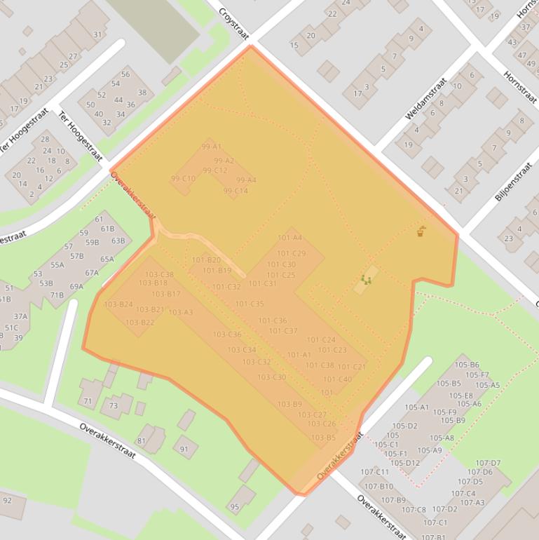 Kaart van postcodegebied 4834XJ.